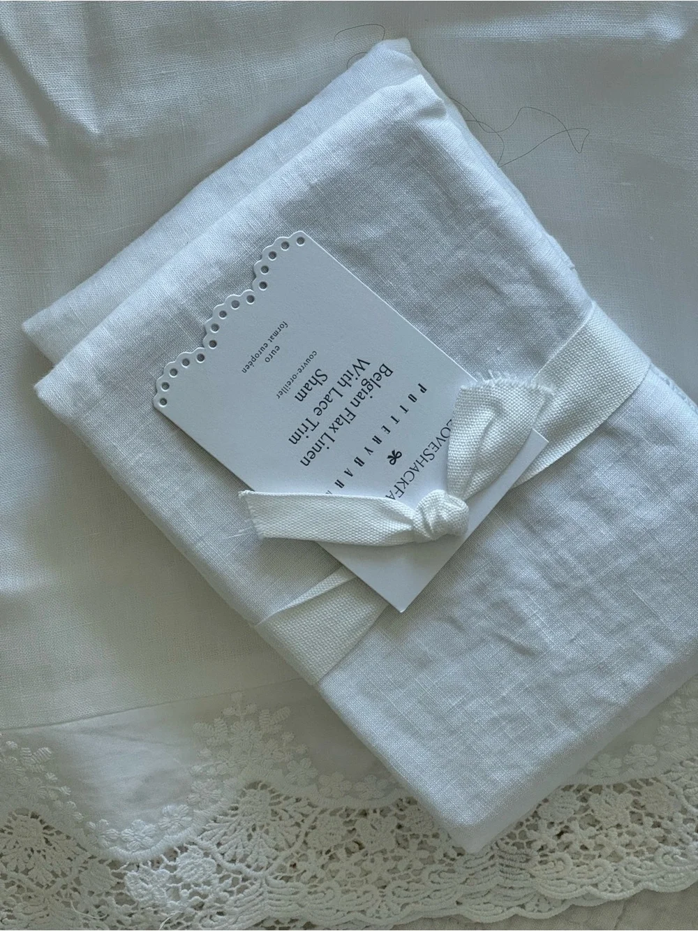Pottery Barn x LoveShackFancy White Linen Shams (2) with  Lace Trim (Brand New!)